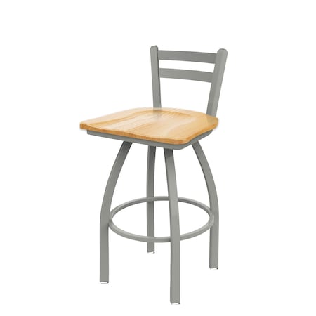 Holland Bar Stool Co 30" Low Back Swivel Bar Stool, Nickel Finish, Nat Oak Seat 41130ANNatOak